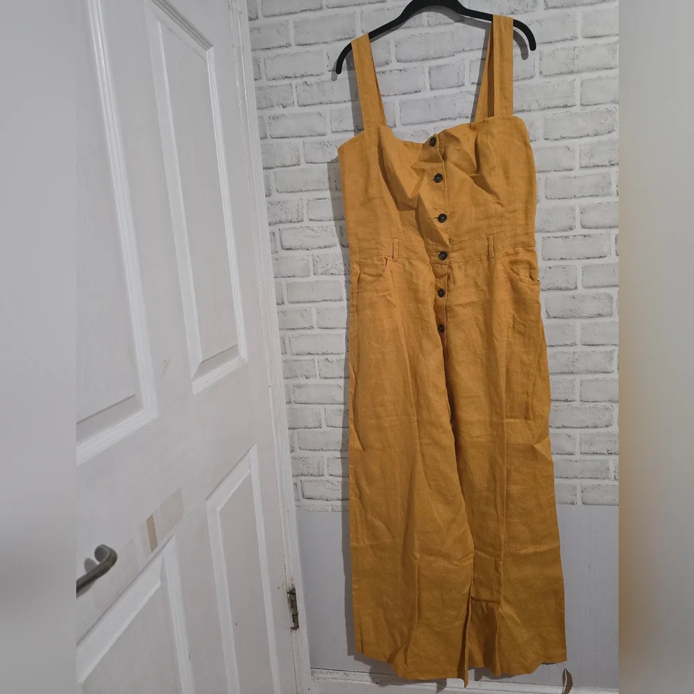 NEW Reformation Tyler Jumpsuit Ochre Mustard Yellow size 12‎